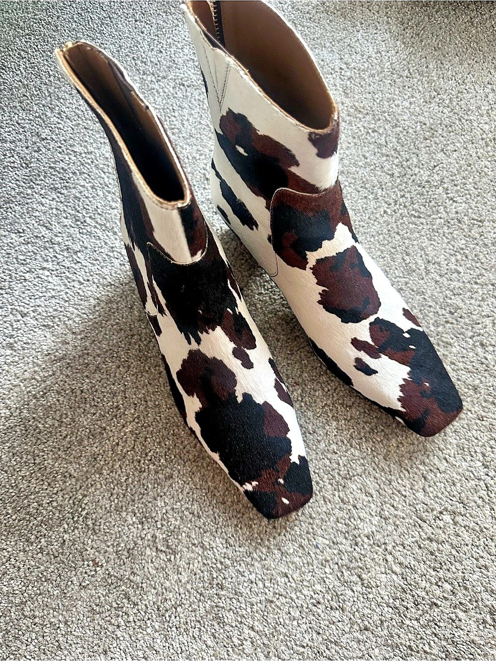 Madewell Lexi Ankle Boot Cow Print Heeled Ankle Boots NWOT